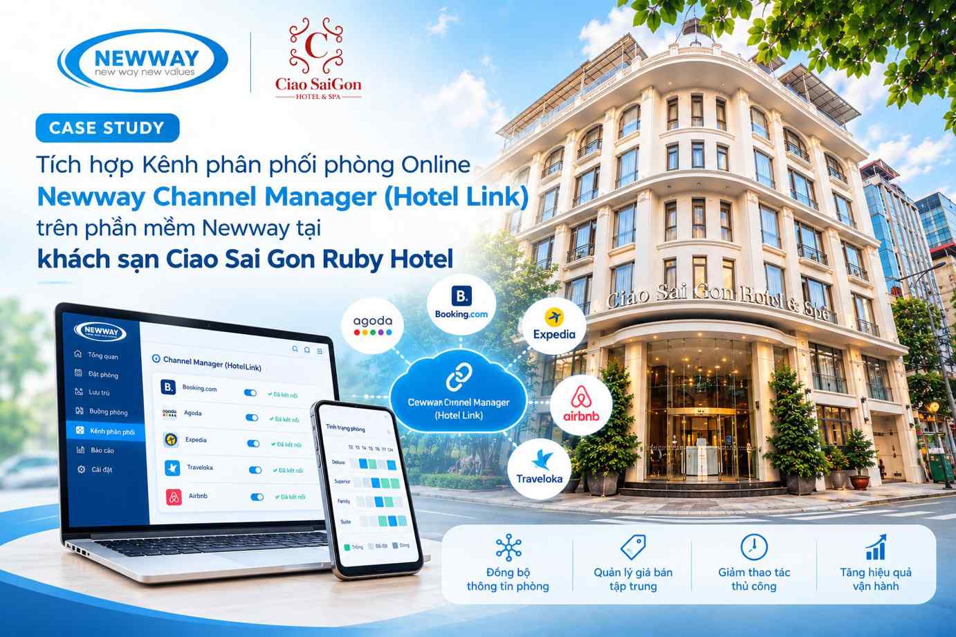 Ciao Sai Gon Ruby Hotel tích hợp Channel Manager Hotel Link